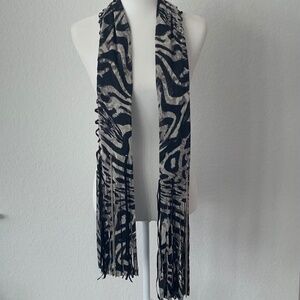 ANIMAL PRINT SCARF WITH LEATHER & METAL TRIM